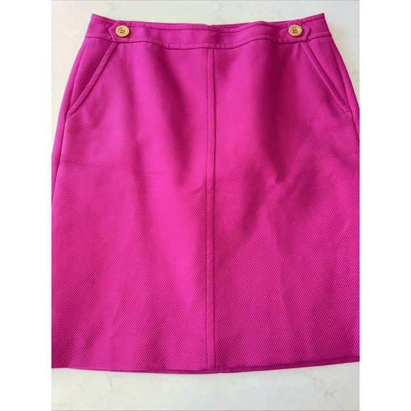 Talbots Women's 8P Pink Woven Pencil Skirt Preppy Gold Button Detail 8 Petite - Picture 1 of 8